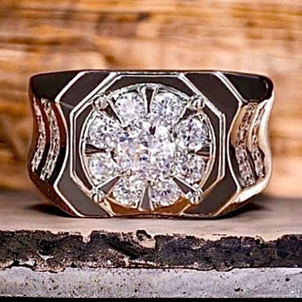 Men's Engagement Class act Ring 2.89ct Round Diamond 925S stamped hallmarked